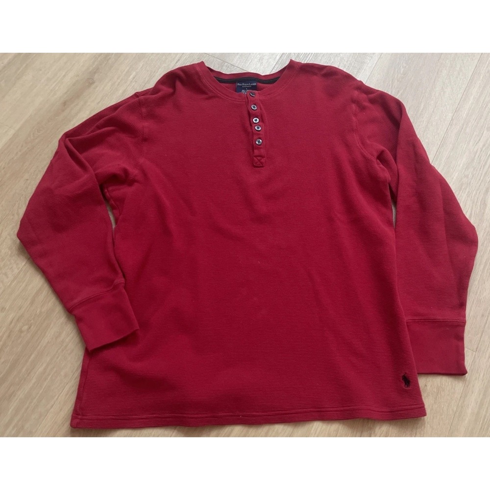 Polo Ralph Lauren Henley Sleepwear Shirt Men's Large Red Long Sleeve